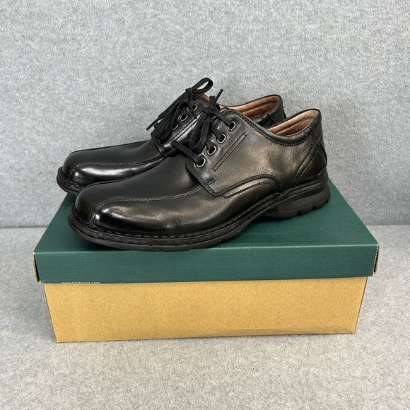 Clarks Other - Clarks Wrangler Black Leather Lace Up Oxford Dress Shoes Office Mens Size 10 M